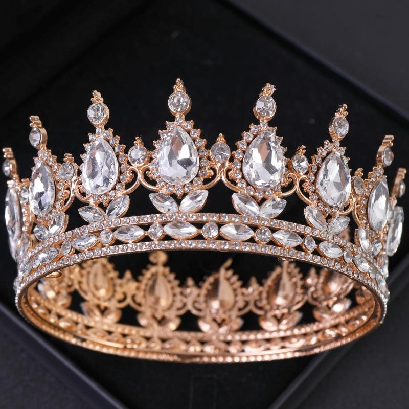 Crystal Rhinestone Round Crown Tiara Hair Jewelry Wedding Hair Accessories Bridal Hair Jewelry Queen Party Crown and Tiaras Gift