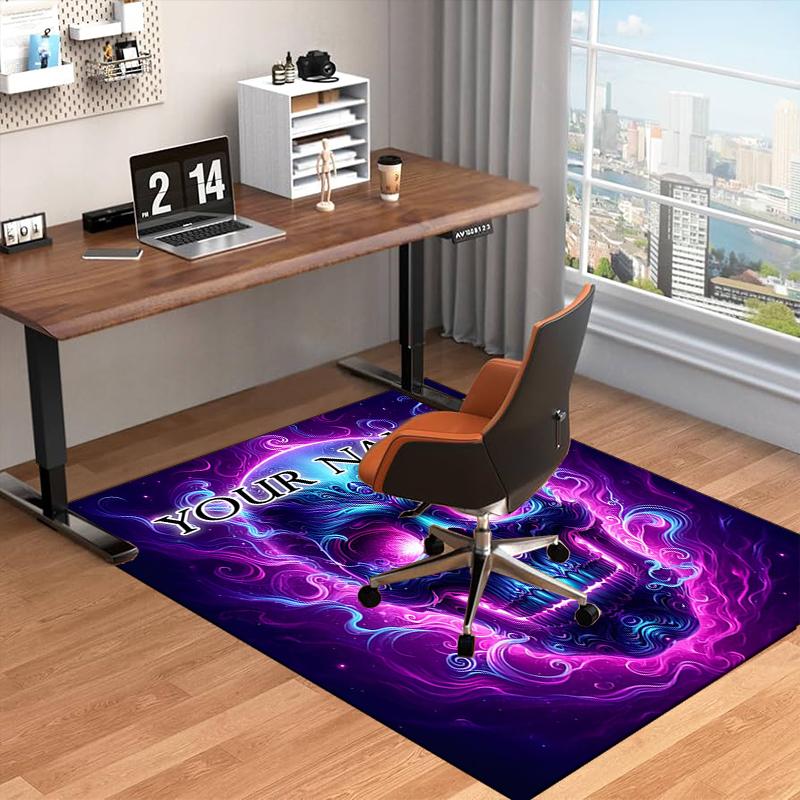 1PC Custom Name Electric Skull Artwork Theme Floor Mat Ideal for Living Room, Game Rooms, Office, Bedroom,Floor Mat Playful Design167