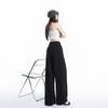 2026 Women's Black Slimming Wide-Leg Casual Pants, Plus Size, Soft Thin Fabric, Straight-Leg Design.