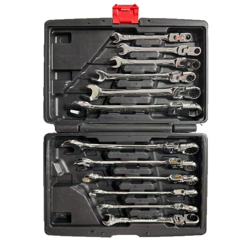 

12-Piece Swivel Head Two-in-One Wrench Set, 8-19mm Auto Repair Tools
