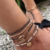 Accessories, handmade DIY rice bead shell multi-layer anklet, chain scallop anklet 5-piece set for women