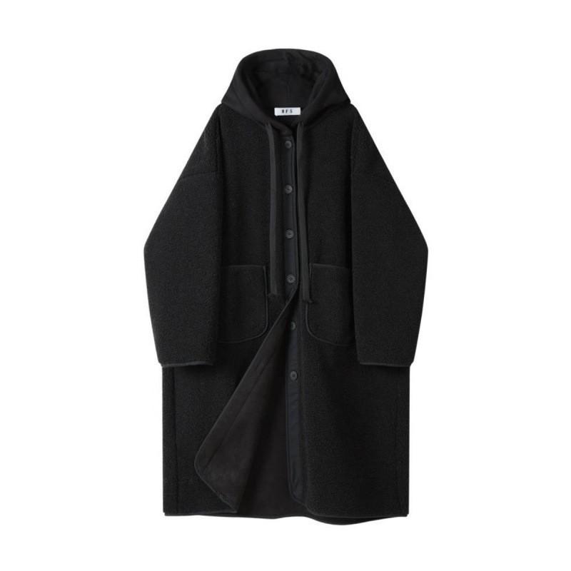 Womens Oversized Fleece-Lined Hooded Coat Winter Loose Casual Long Outerwear In Gray Beige Black