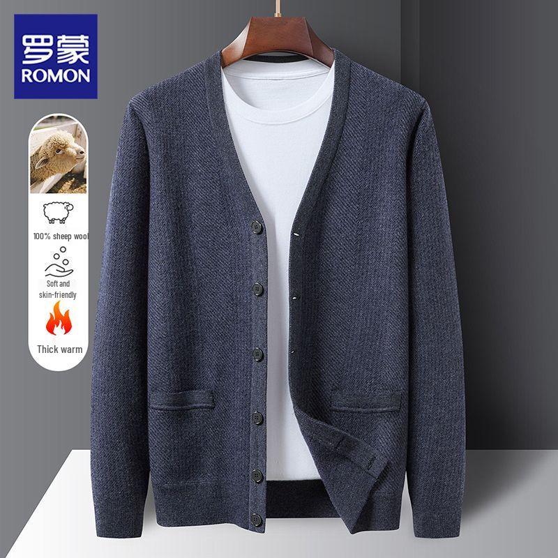 

Мужской кардиган Luomeng из 100% ягнячьей шерсти, утолщенный, с V-образным вырезом XL