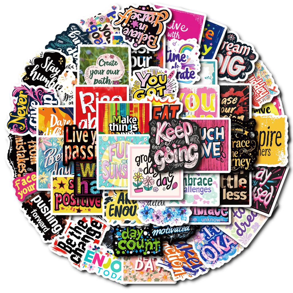 50 Inspirational English Phrase Stickers Diy Mobile Phone Case Luggage Notebook Skateboard Water Cup Creative Stickers