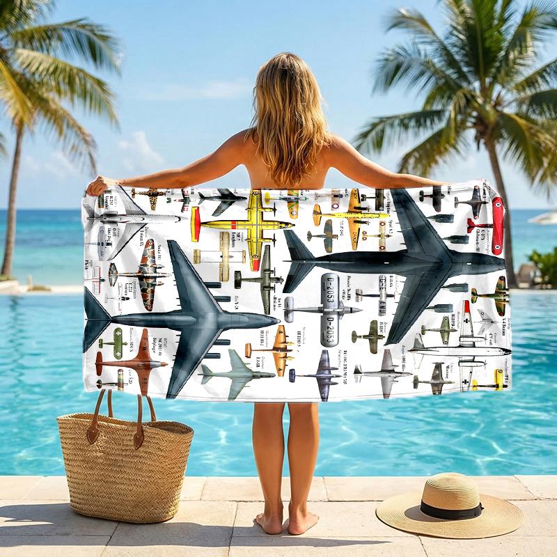 Aircraft Fashion Beach Towel: Ideal for Summer Adventures Soft, Absorbent and Quick Drying Suitable for Swimming and Bathing
