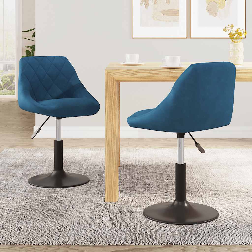 Dining Chairs 2 pcs Swivel Blue Velvet