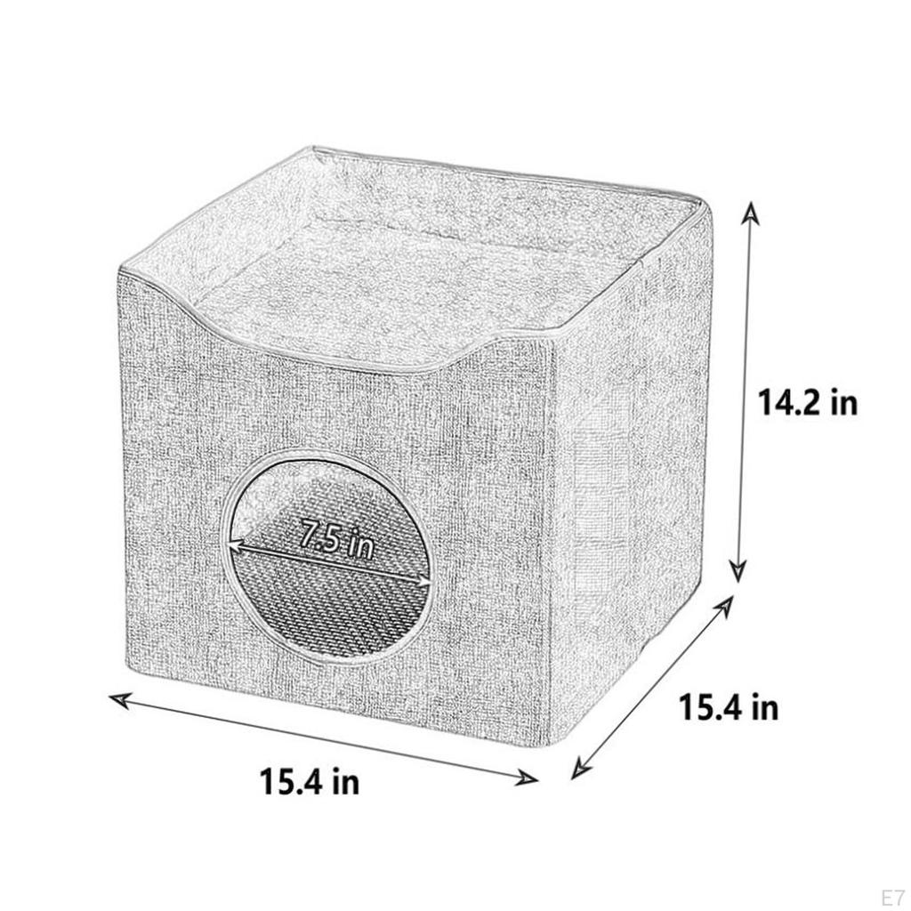 Cat Bed Cube House Double Layer with Sided Cushion Cute Soft Pet Sleeping Foldable Cave
