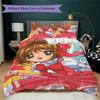 Cardcaptor Sakura Pattern Bedding uilt Set uilt Cover Pillowcase Home Decoration Birthday Gift (1 * duvet cover + 2 * pillowcase without core)