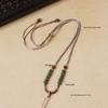Classic Hand-Woven Hetian Jade Beaded Necklace with Adjustable Cord