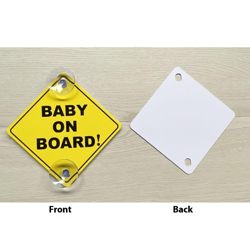 Double Suction Cup "BABY ON BOARD" Car Sticker with Warning Card Inside Baby Sign Safety Alert Decal for Vehicles