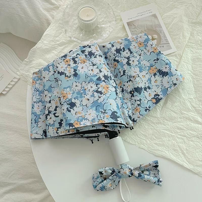 HANDUNYOU French Pastoral Oil Painting Floral Folding Umbrella