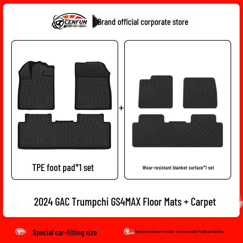 Compatible Floor Mats for 2024 GAC Trumpchi GS4 MAX – TPE, Eco-Friendly, Wear-Resistant, Waterproof Trunk Mat, Galaxy Design Carpet