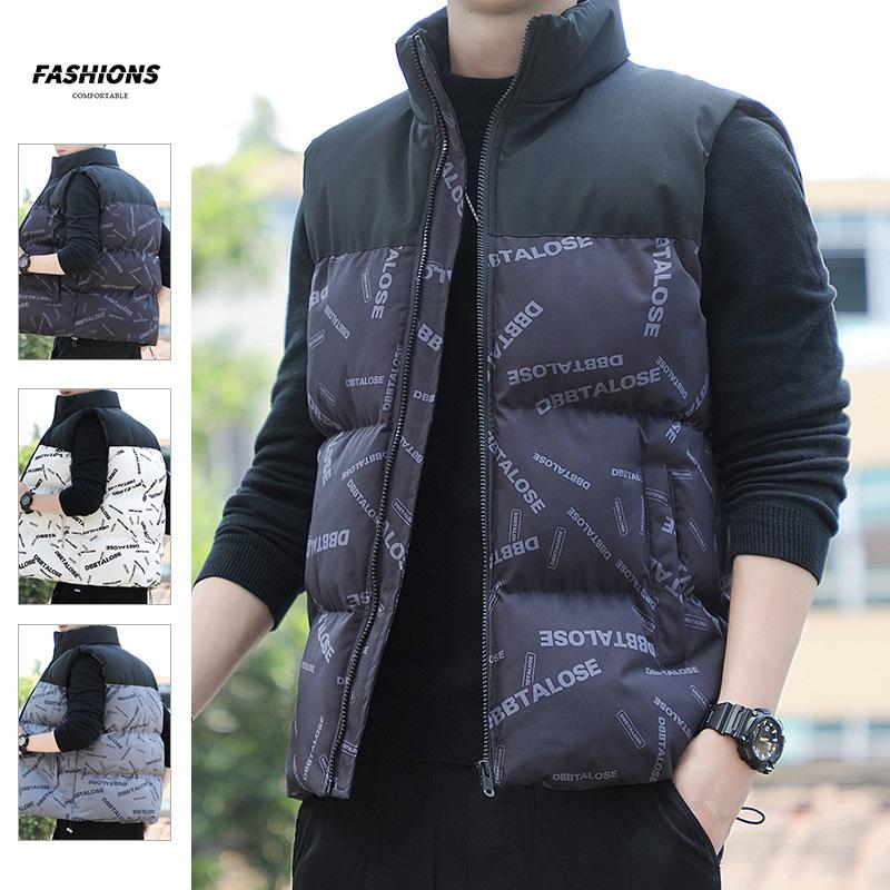cotton clothes vest autumn and winter new youth urban flow splicing still casual stand-up collar vest jacket