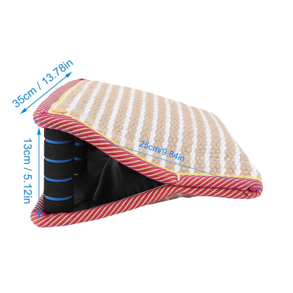 Rough Woven Fabric Dog Bite Pillow Seamed Seams Rectangular Shape Dog Bite Pad Multi Handle Heavy Weave Surface Dog Bite Tug