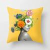 Flower Ladies Decorative Polyester Cushion Cover Sofa Abstract Art Portrait Pillow Cover  Home Decoration Pillowcase 45x45cm