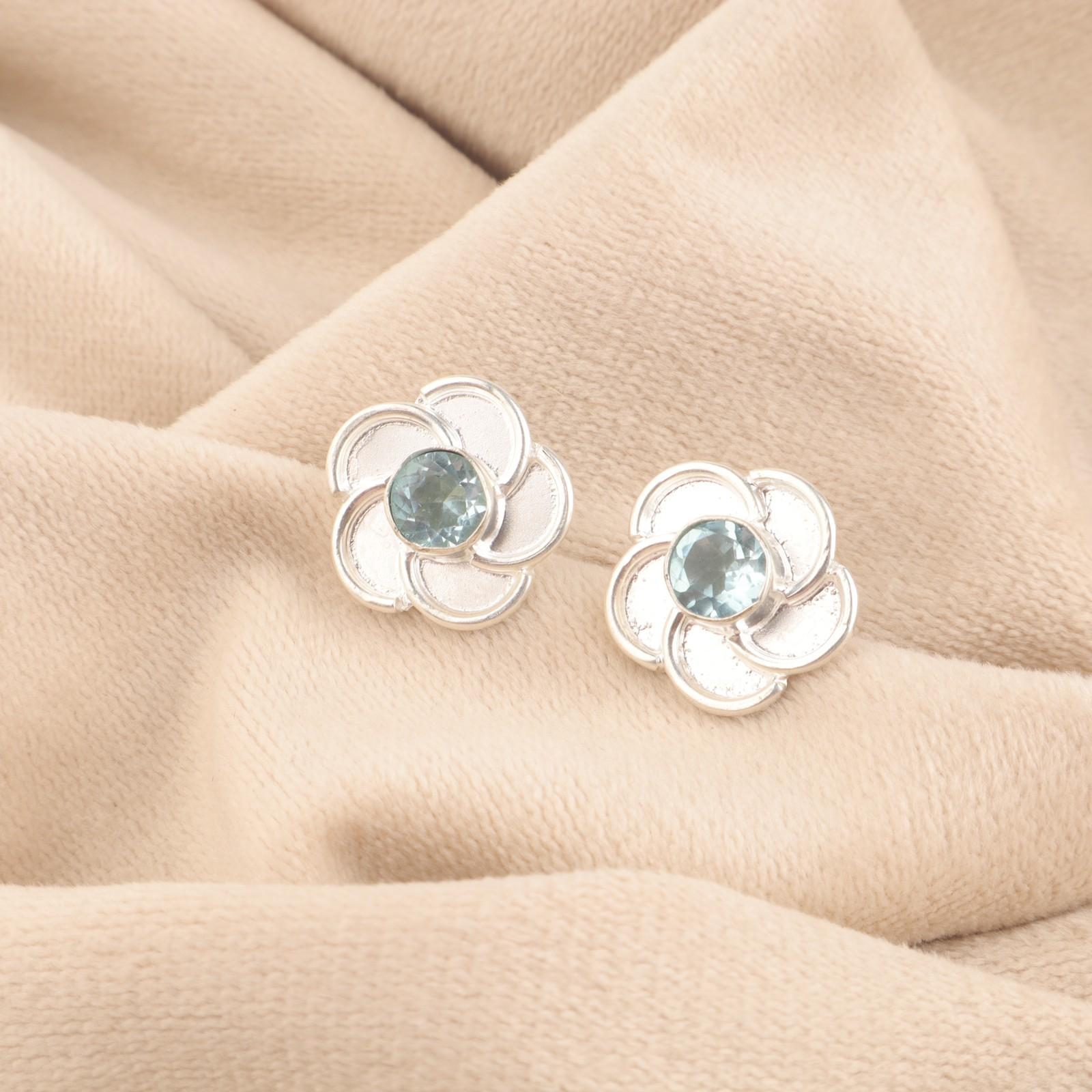 

Sky Blue Topaz Stone Stud Sisters Gift Butterfly Earrings 925 Sterling Silver EE-157-12