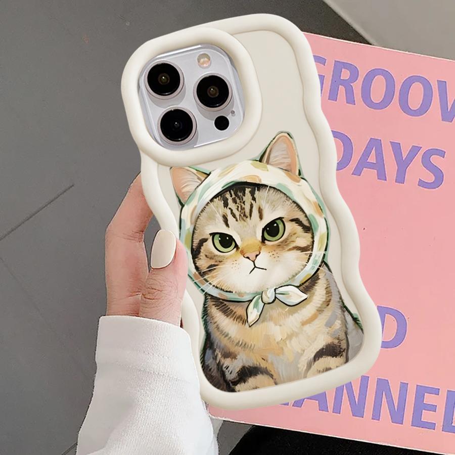 Soft Phone Cover Case for iPhone 16 Pro Max 8 12 13 17 Air 14 15 Plus XR 11 Cartoon Cat