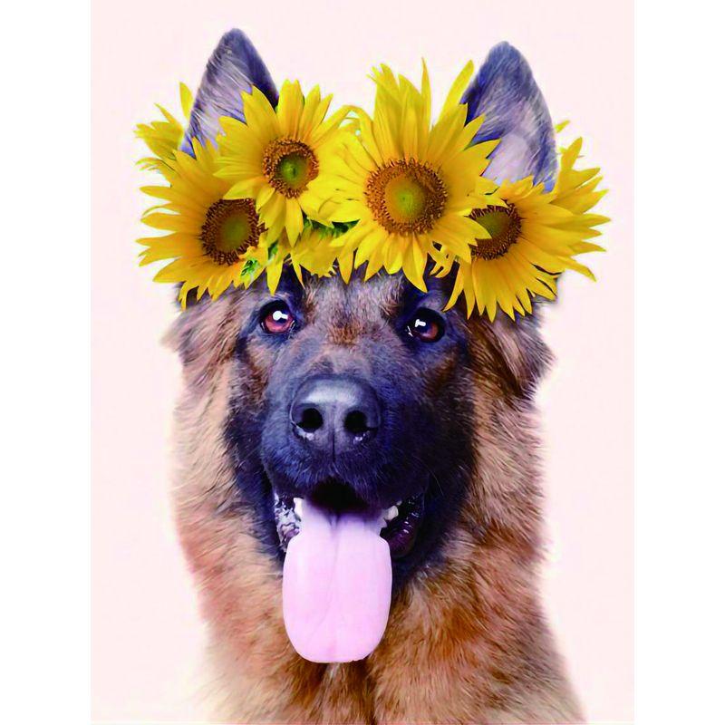 5D Diamond Painting Dog Cross Stitch სრული მრგვალი ბრილიანტის ნაქარგები მოზაიკა ცხოველთა ხელნაკეთი Rhinestone სახლის დეკორი