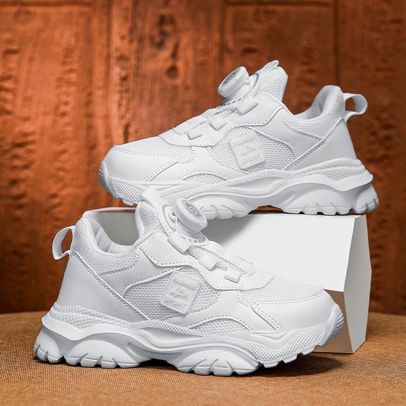 Breathable White Mesh Running Shoes for Primary School Boys and Girls