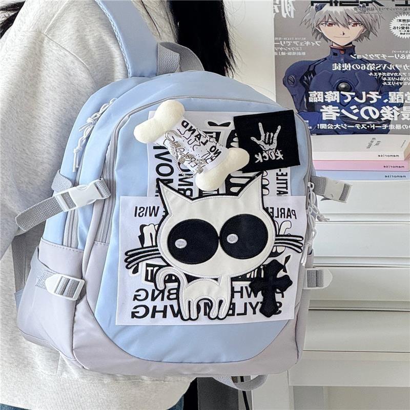 

Schoolbag Junior High School Girls Mixed People Campus Japanese Large Capacity Cute Fancy Ins Trendy Cool Backpack Royal blue_single pack