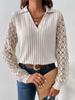 2023 Summer V-Neck Hollow Long-Sleeved Women's Top for Europe and America