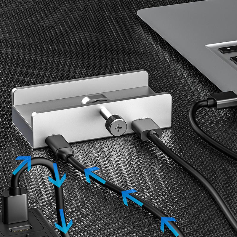 Aluminum Type C 4 Port USB 3.0 HUB Phone Holder SD TF USB Memory Card Reader DC Power Adapter Splitter Multiple Extend Dock 1