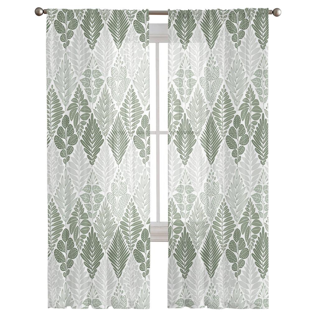 Rostlina Javorové Listy Hnědé Listy Voálové Průsvitné Záclony Obývací Pokoj Okno Šifonová Tylová Záclona Kuchyně Ložnice Závěsy Domácí Dekorace