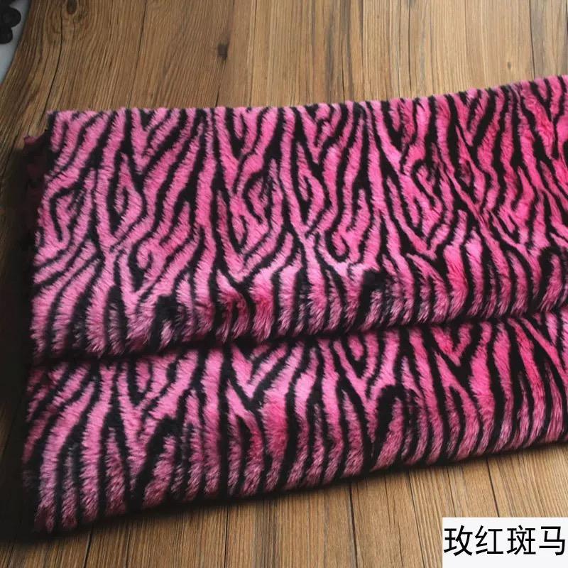 Dlouhý plyšový vzor zebra leopard tygr Zesílená teplá měkká látka z umělé kožešiny Umělá kožešina DIY šicí látka Podkladová látka