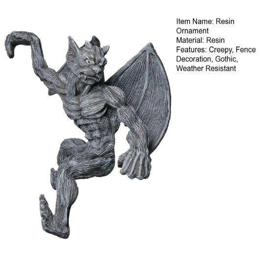 Gothic Gargoyle Fence Hanger Resin Dragon Winged Gargoyle Ornament Climbing Gargoyle Figurine for Garden Wall Porch Railings And Patio Decoration