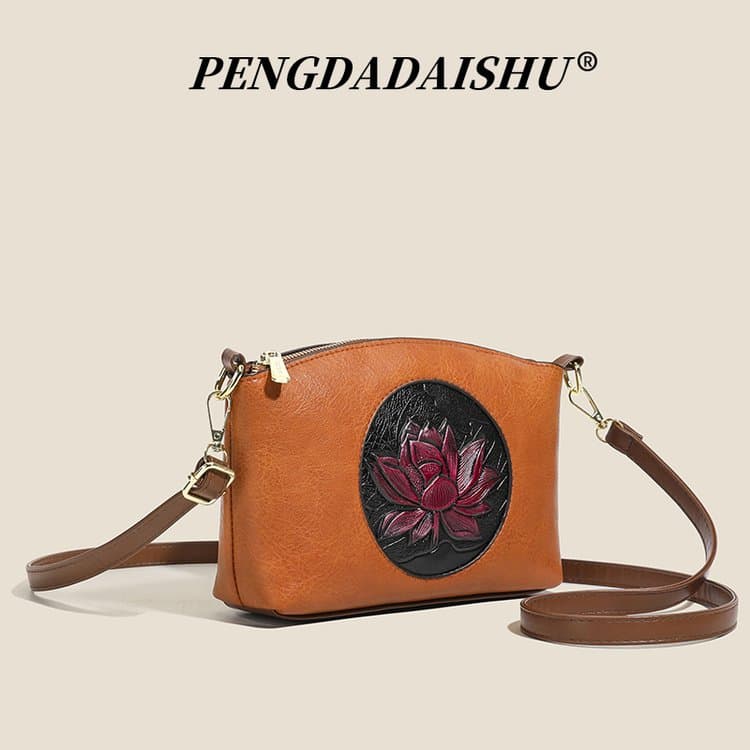 Lychee Pattern Embossed Messenger Bag Women's Shoulder Shell Bag