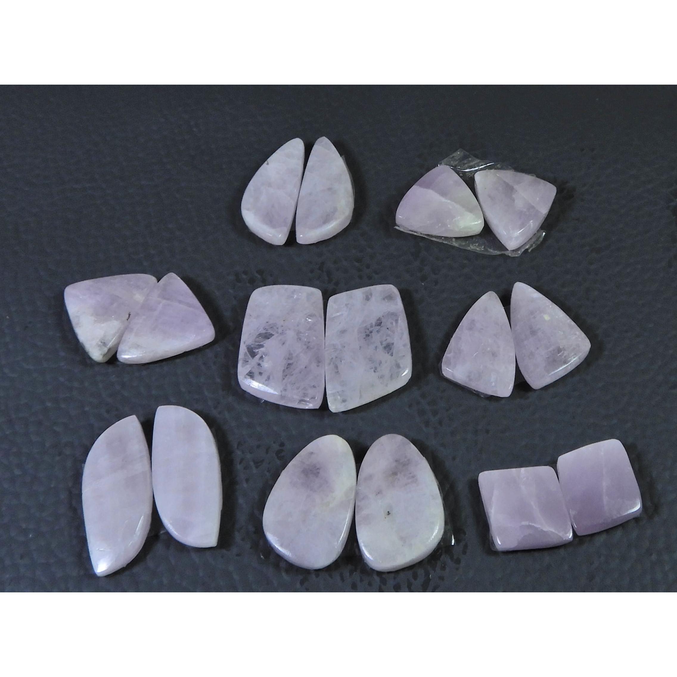 

120Cts.Natural Pink Kunzite Matched Pair Fancy Cabochon Gemstone 8 Pair Lot C-397
