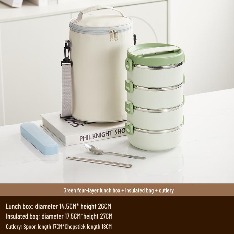 Stainless Steel Leak-Proof Insulated Lunch Box: Portable, Multi-Layer Bento for Students & Office Workers