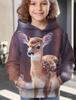 Abbigliamento Bambina Felpe con Cappuccio Manica Lunga Animali Cartoni Animati Stampa 3D Bambini Abbigliamento Primavera Autunno Casual Carino Outdoor Abbigliamento Bambina Top