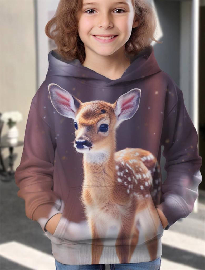 Abbigliamento Bambina Felpe con Cappuccio Manica Lunga Animali Cartoni Animati Stampa 3D Bambini Abbigliamento Primavera Autunno Casual Carino Outdoor Abbigliamento Bambina Top
