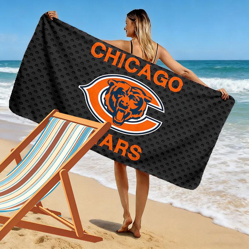 Chicago Bears Print Beach Towel, Large Soft Quick Dry Towel for Beach Camping Swimming