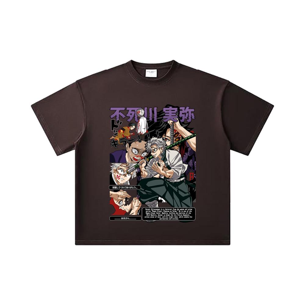 260 GSM Double Yarn 32 Count 100% Cotton Demon Slayer V15 Sanemi Print Unisex Heavy Cotton T Shirt