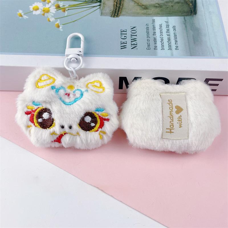 PU Leather Cat Paw Keychain Sweet Pompom Keyring Halloween Faux Mink Fur Little Bat Little Devil Backpack Pendant Plush Keychain