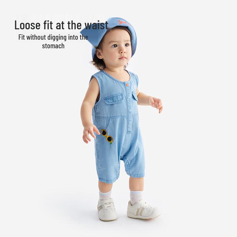YEEHOO Baby Boys' Summer Denim Sleeveless Romper