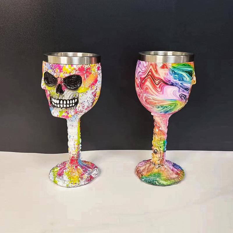 2025 New Skull Goblet Graffiti Statue Ornament Retro Claw Abstract Sculpture Statue Halloween Gift Home Décor