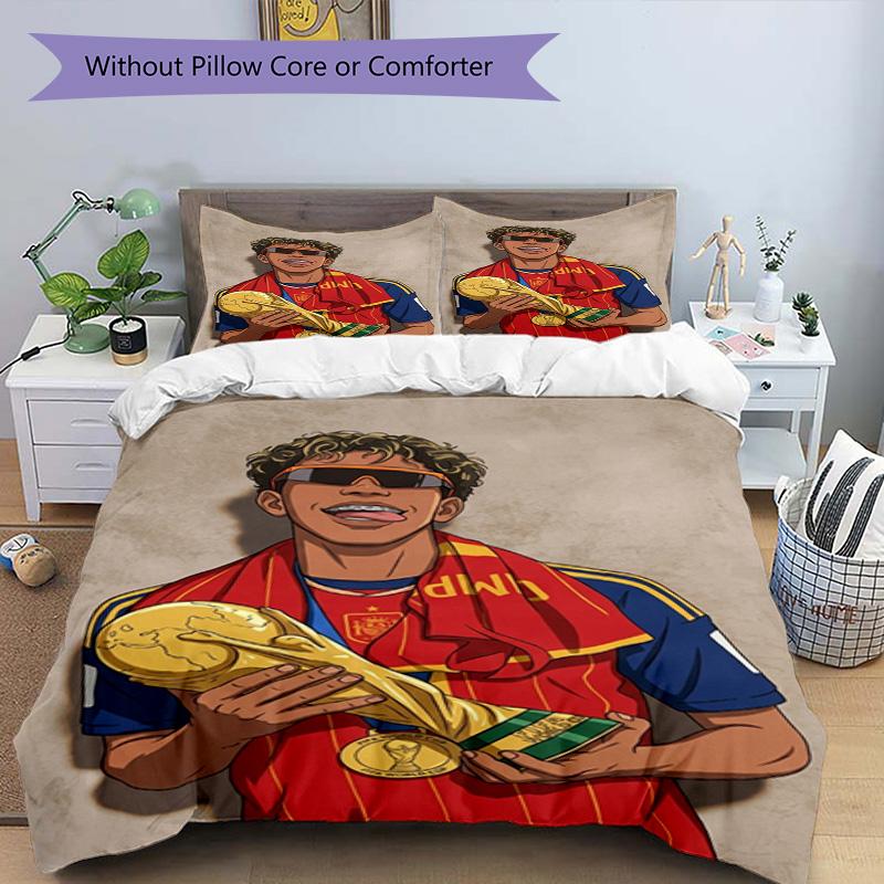 Lamine Yamal Spanish Football Player Bedding Set,Premium Bed Linen for Bedroom Home Decoration,Perfect Collectible Gift for Messi Fans,Easy Care Duvet