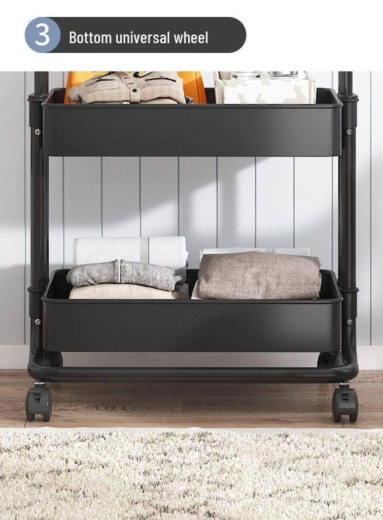 Durable Wheeled Clothes & Hat Rack for Bedrooms/Dorms with Shelves - Thick, Simple Frame, Floor-Standing.