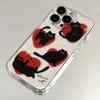 Red Heart Black Cat Phone Case for iPhone 17 16 15 14 Plus 13 12 11 Pro Max Clear TPU Protective Fashion Pet Pattern Cover