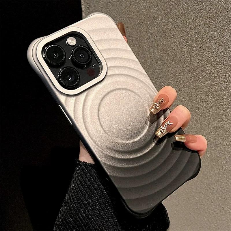 

Чохол з градієнтним хвилястим візерунком для бездротової зарядки Magsafe для iPhone 15 14 Plus 13 12 11 Pro Max Магнітна матова м яка силіконова задня кришка For iPhone 12Pro