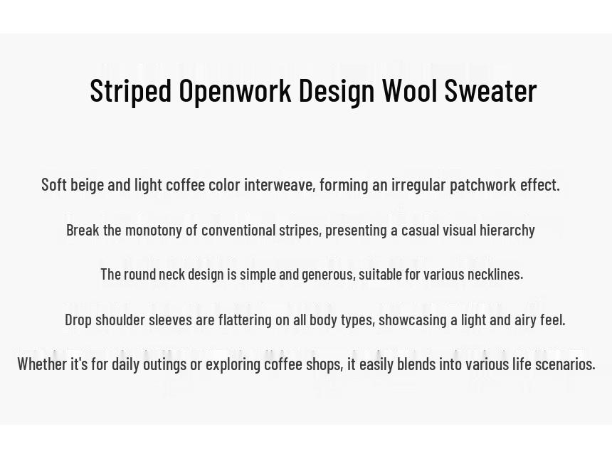 Women's Striped Hollow-out Wool Blend Sweater