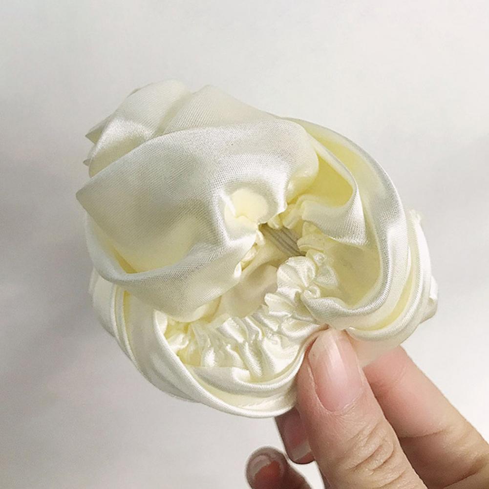 Charming Hair Tie Elegant Satin Rose Hair Rings for Stylish Women 3d Flower Decor Elastic Bands for Scalp-friendly Hair