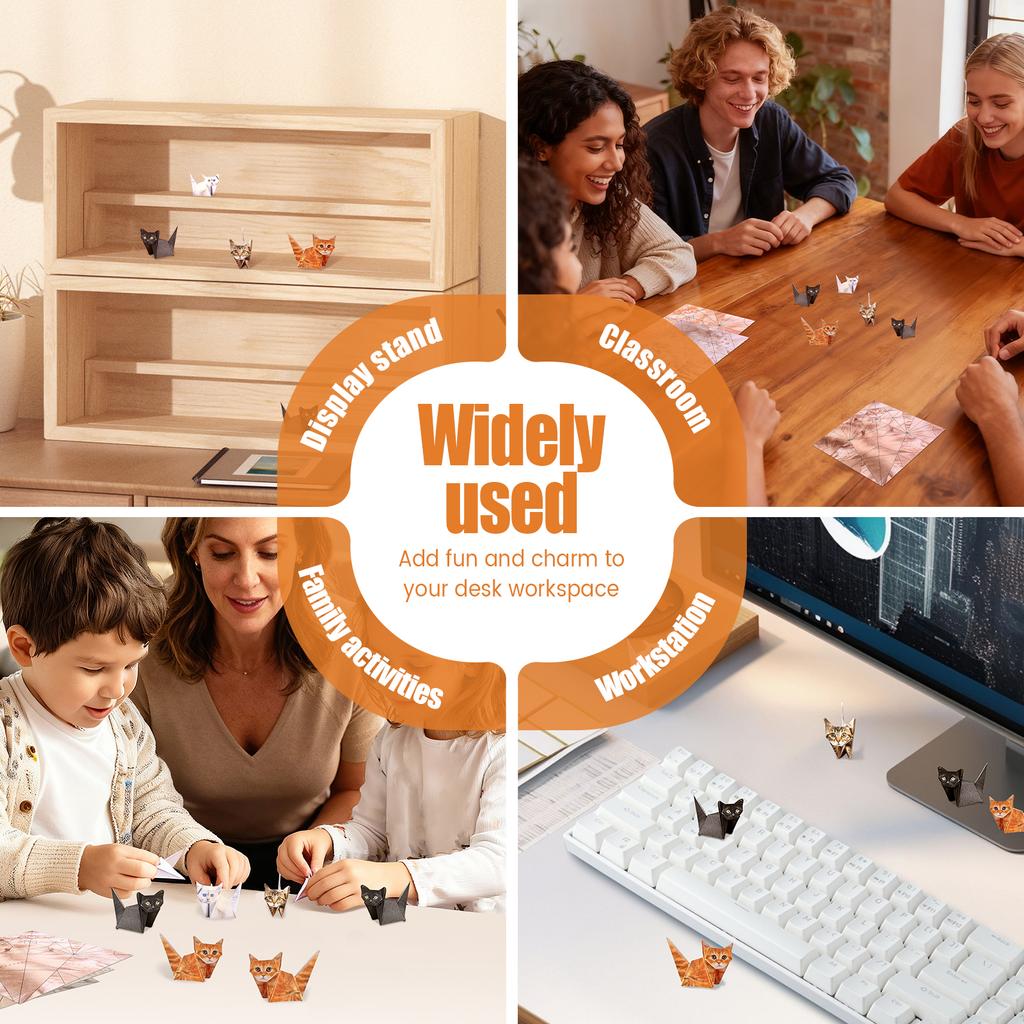 Zestaw Origami Koty Papierowe DIY Kreatywne Złóż Własne Figurki Kotów Papierowe Zwierzątka 3D Aktywność Rękodzieło Prezent Dla Miłośnika Kotków Ozdoby na Biurko