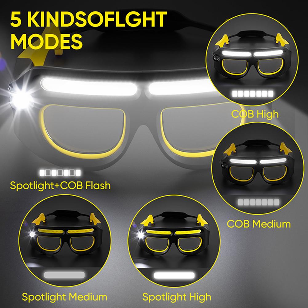 Motion Sensor Rechargeable LED Safety Glasses Headlight Multifunctional Headlamp For Outdoor Working Riding Night Fishing