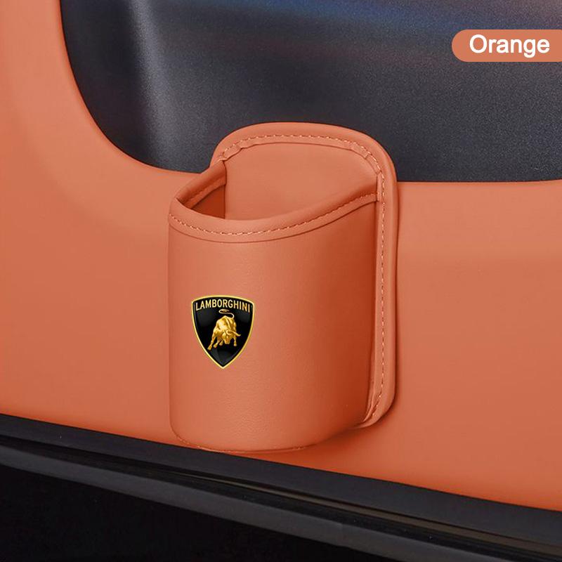 Car Door Water Cup Holder Back Seat Drink Rack Leather Storage Box For Lamborghini Urus Huracan Aventador Premium Accessories