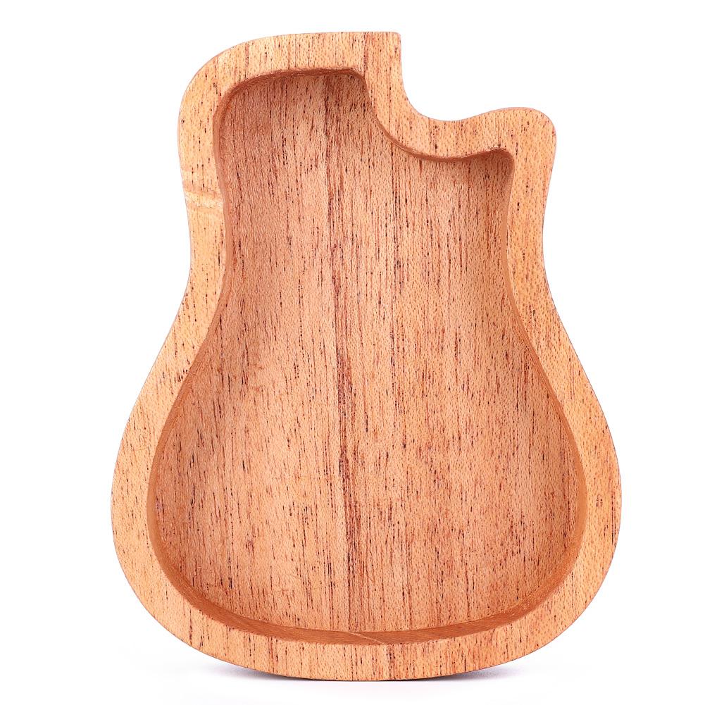Wooden Guitar Pick Box Mahogany Guitar Shape Picks Case Musical Instrument Accessories