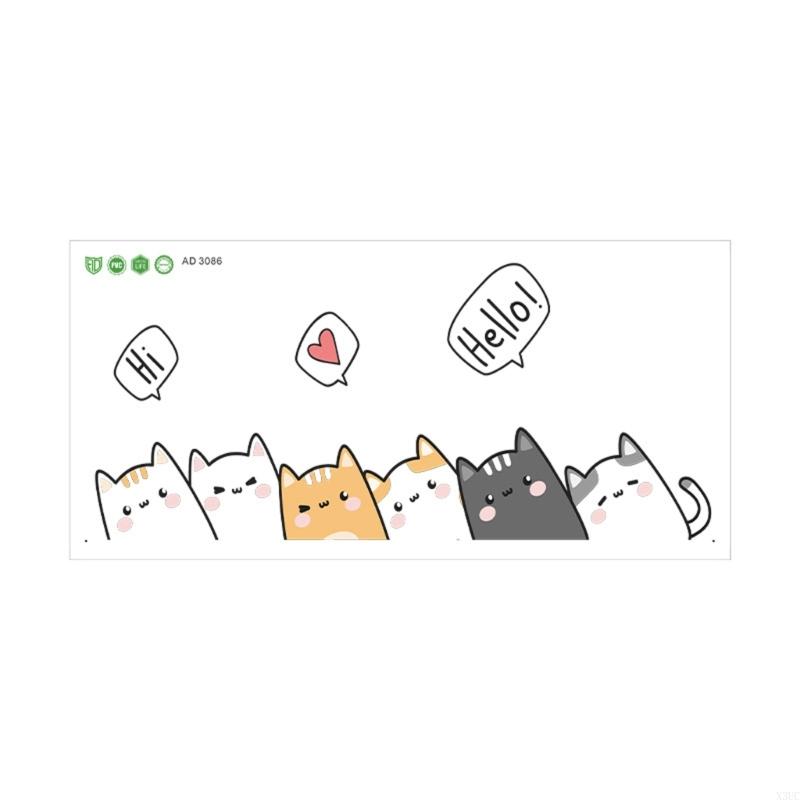 

Adorable Kitten Decal Door Sticker For Kids Room Lovely Animal Door Decal Waterproof PVC Home Decoration X3UC
